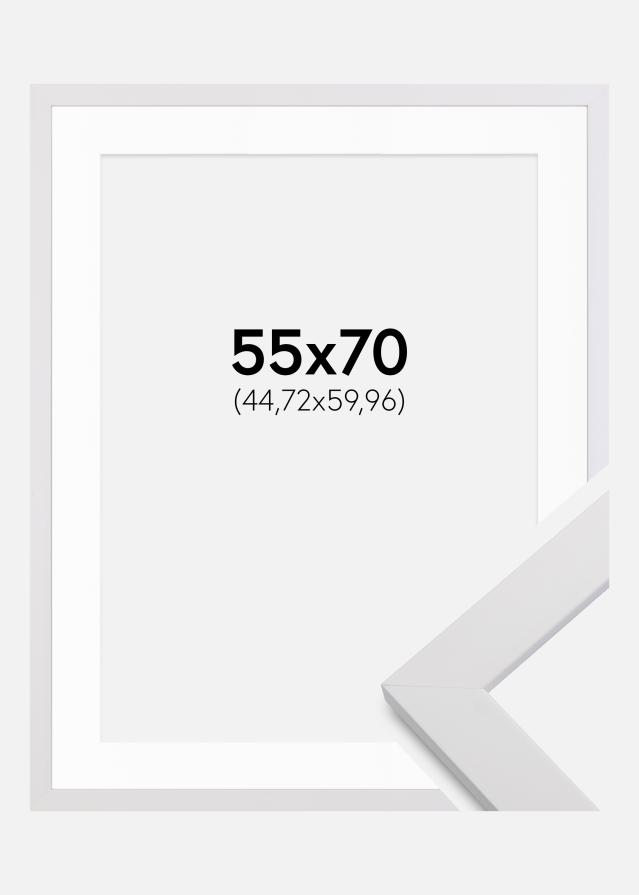 Raam White Wood 55x70 cm - paspartuu valge 18x24 inches