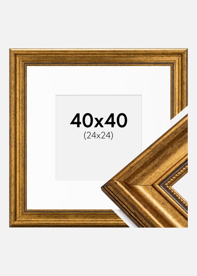 Raam rokokoo kuldne 40x40 cm - paspartuu valge 25x25 cm