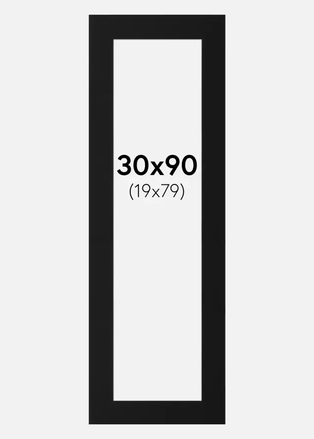 Paspartuu Must Standard (Valge Südamik) 30x90 cm (19x79)