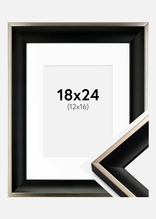 Raam Öjaren mustjas hobedane 18x24 cm - paspartuu valge 13x17 cm