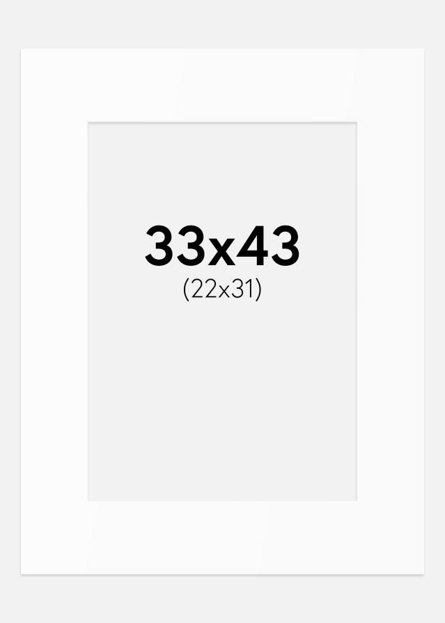 Paspartuu Valge Standard (Valge Südamik) 33x43 cm (22x31)