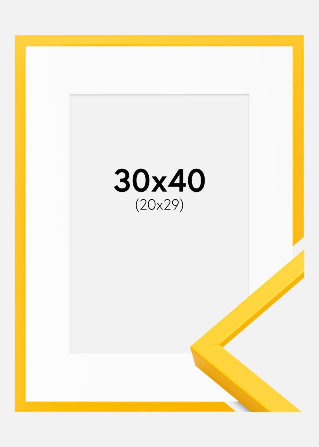 Raam E-Line kollane 30x40 cm - paspartuu valge 21x30 cm