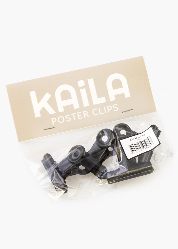KAILA Plakat Clip Black 40 mm - 4 pk