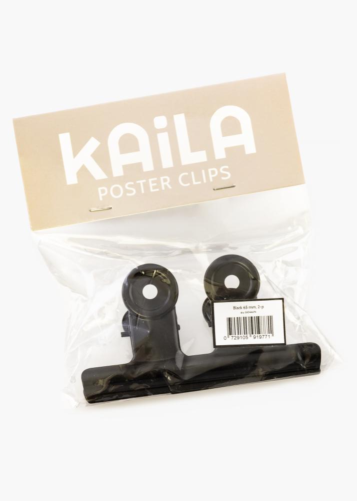 KAILA Plakat Clip Black 65 mm - 2 pk