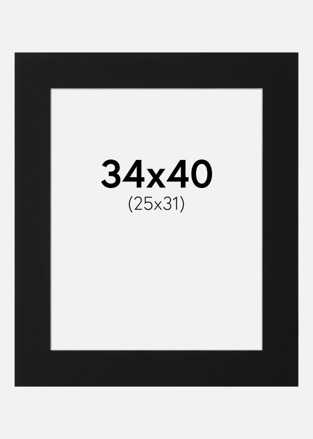 Paspartuu Must Standard (Valge Südamik) 34x40 cm (25x31)