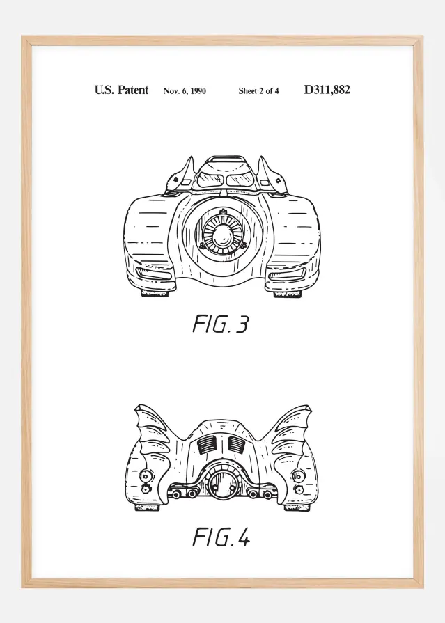 Patenteeritud joonistus - Batman - Batmobile 1990 II Plakat