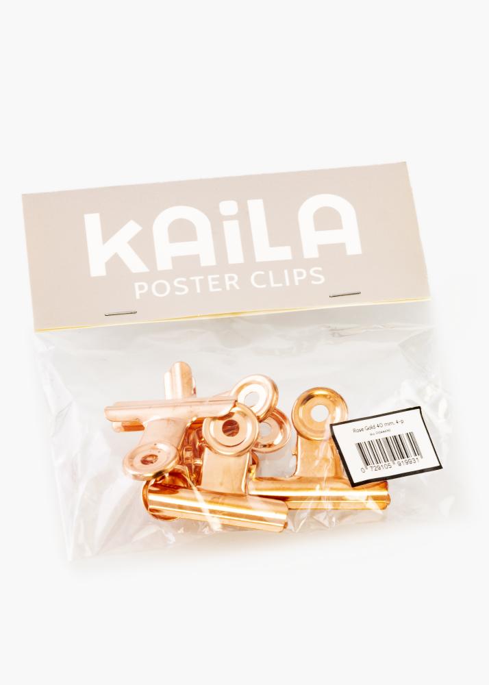 KAILA Plakat Clip Rose Gold 40 mm - 4 pk