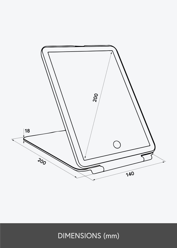 KAILA meikimispeegel Travel LED laetav valge 14x20 cm
