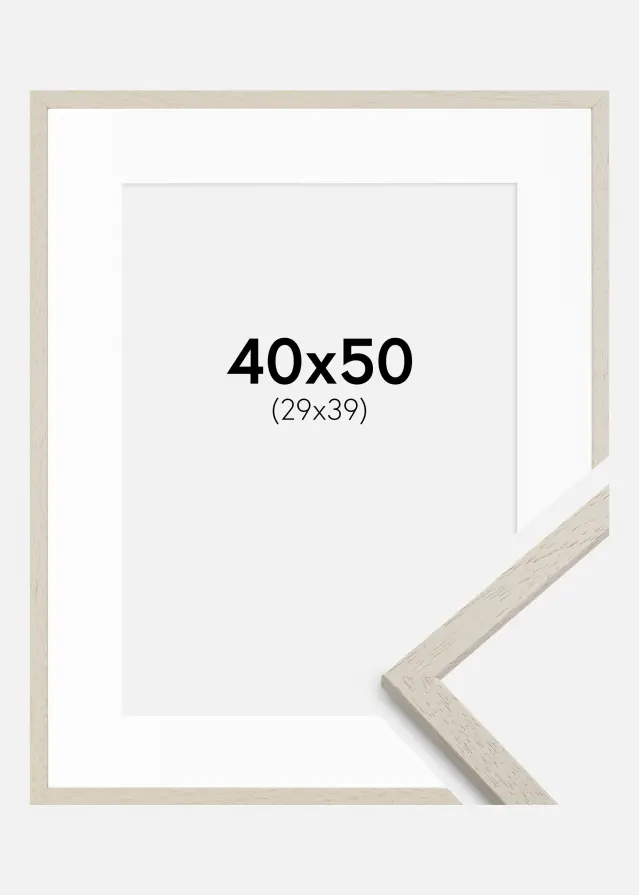 Raam Edsbyn liiv 40x50 cm - paspartuu valge 30x40 cm