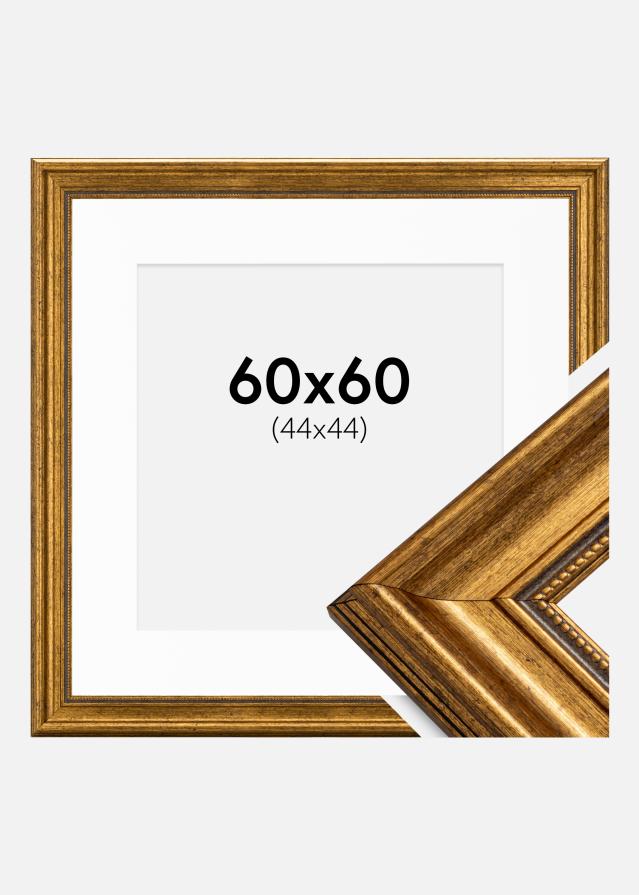 Raam rokokoo kuldne 60x60 cm - paspartuu valge 45x45 cm