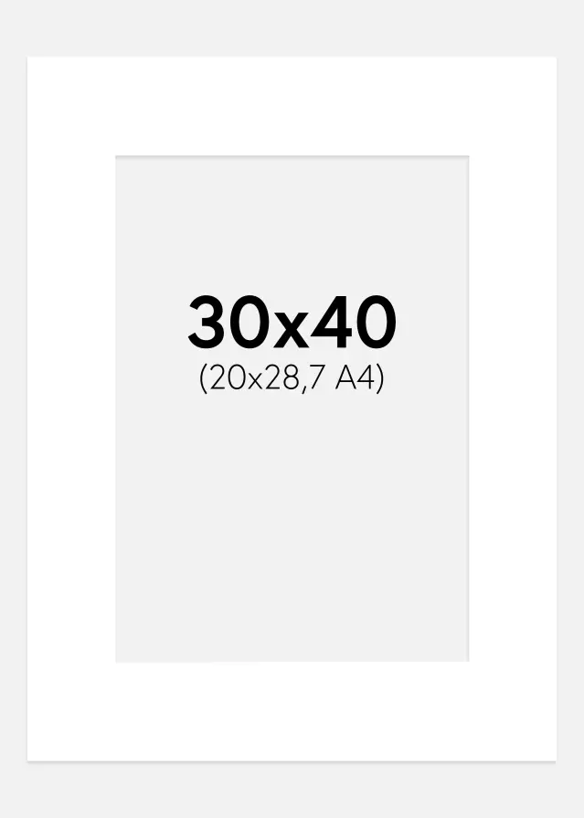 Paspartuu lumivalge Valge äär 30x40 cm (20x28,7)