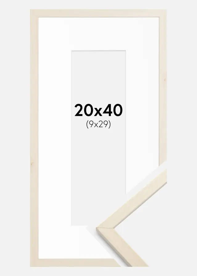 Raam Edsbyn vaher 20x40 cm - paspartuu valge 10x30 cm