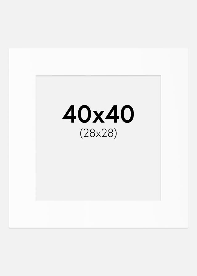 Paspartuu Valge Standard (Valge Südamik) 40x40 cm (28x28)