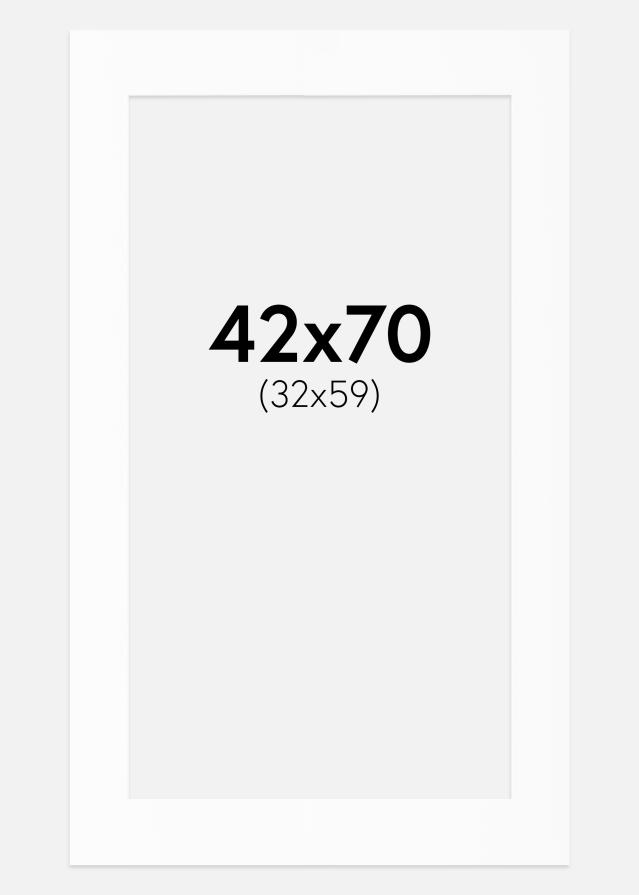 Paspartuu valge standard Valge äär 42x70 cm (32x59)