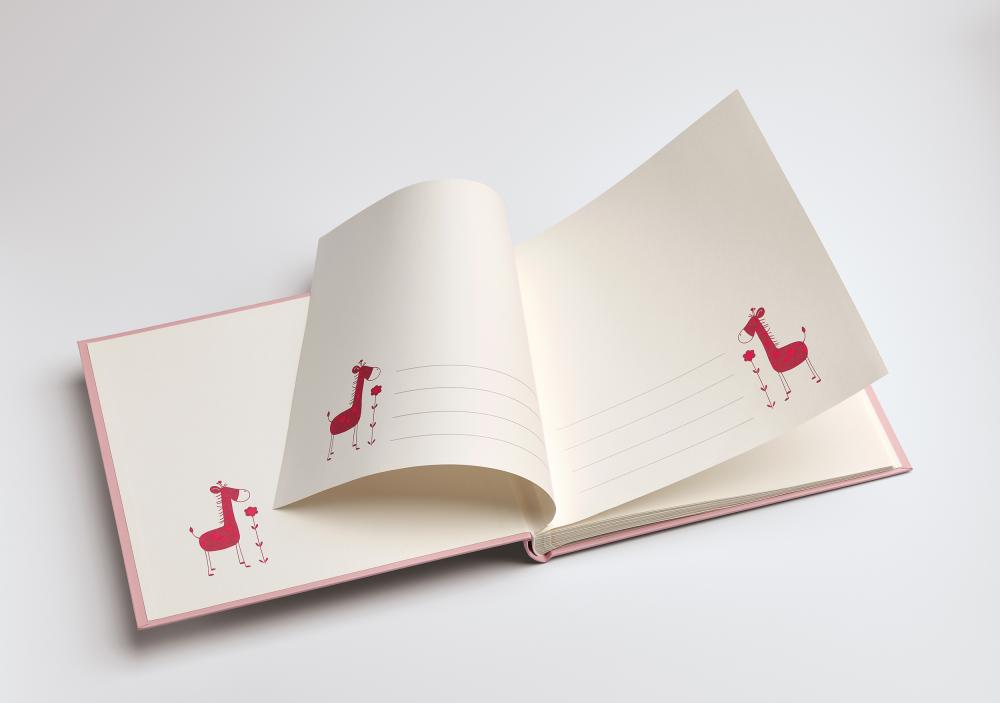 Hello beebialbum, roosa, 25x28 cm (50 valget lehekülge / 25 lehte)