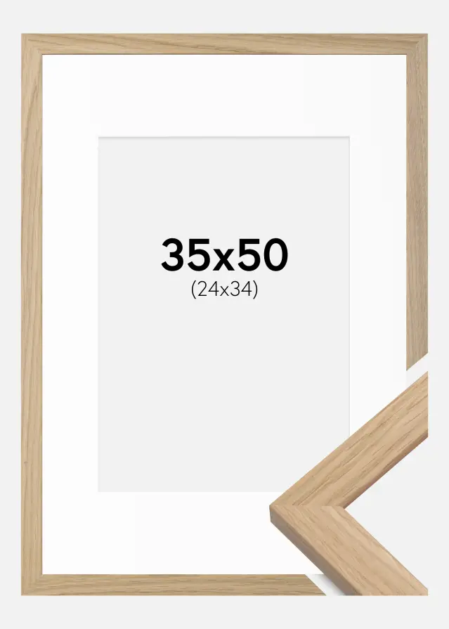 Raam Oak Wood 35x50 cm - paspartuu valge 25x35 cm