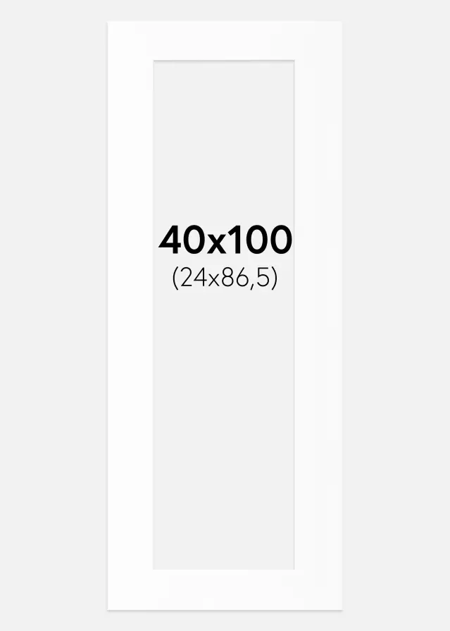 Paspartuu Valge Standard (Valge Südamik) 40x100 cm (24x86,5)