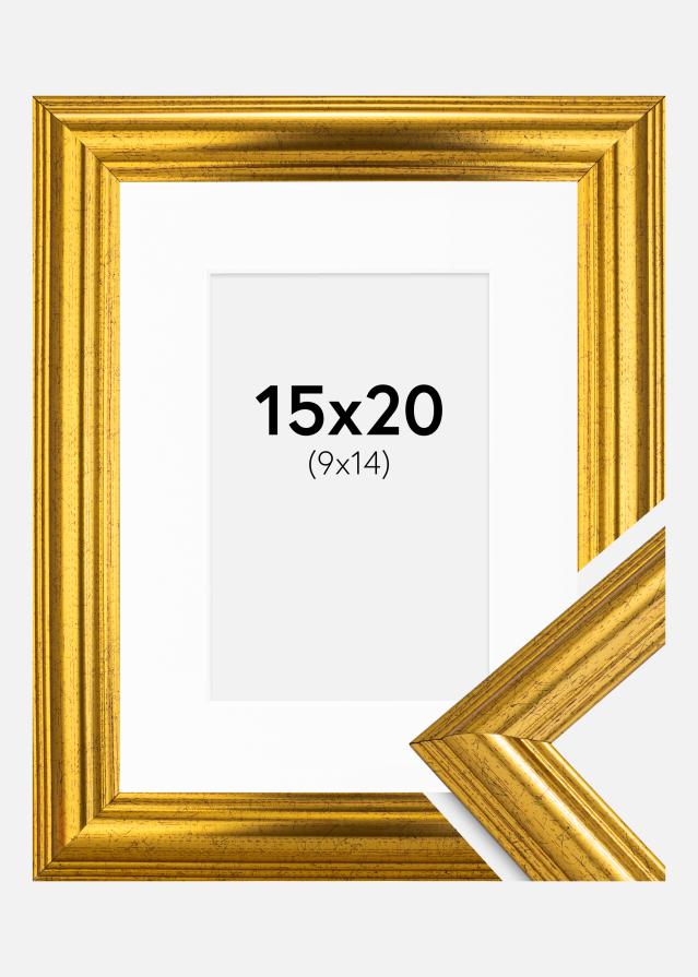 Raam Västkusten kuldne 15x20 cm - paspartuu valge 10x15 cm
