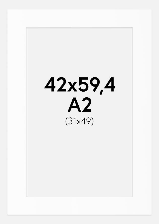 Paspartuu Valge Standard (Valge Südamik) 42x59,4 cm (31x49)