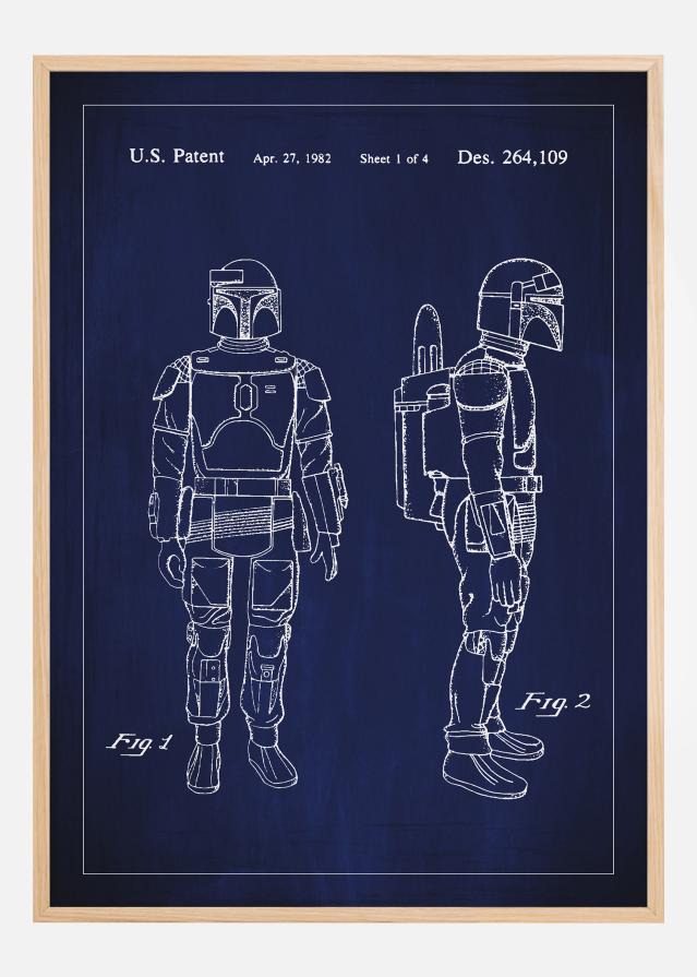 Patenteeritud joonistus - Star Wars - Boba Fett - sinine Plakat