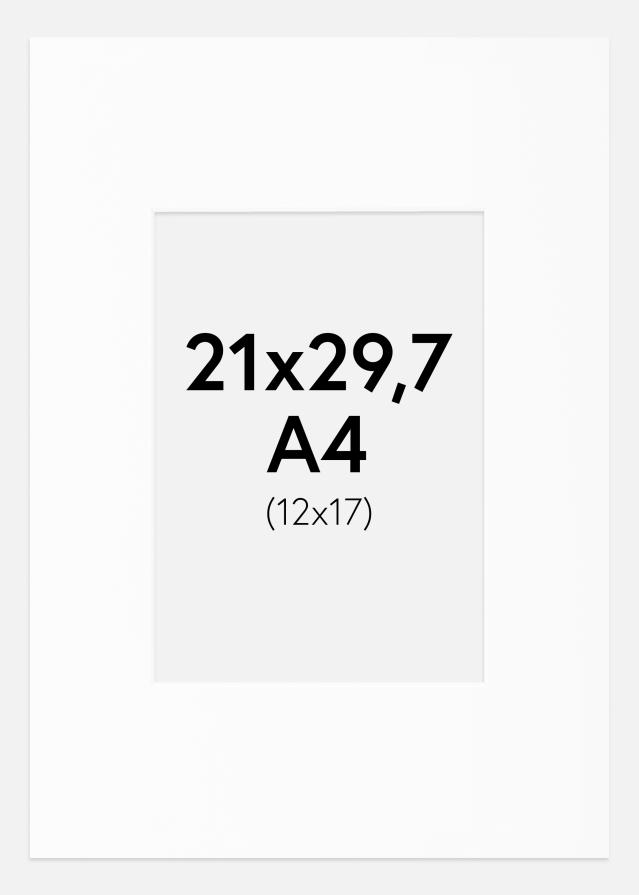 Paspartuu valge standard Valge äär A4 21x29,7 cm (12x17)