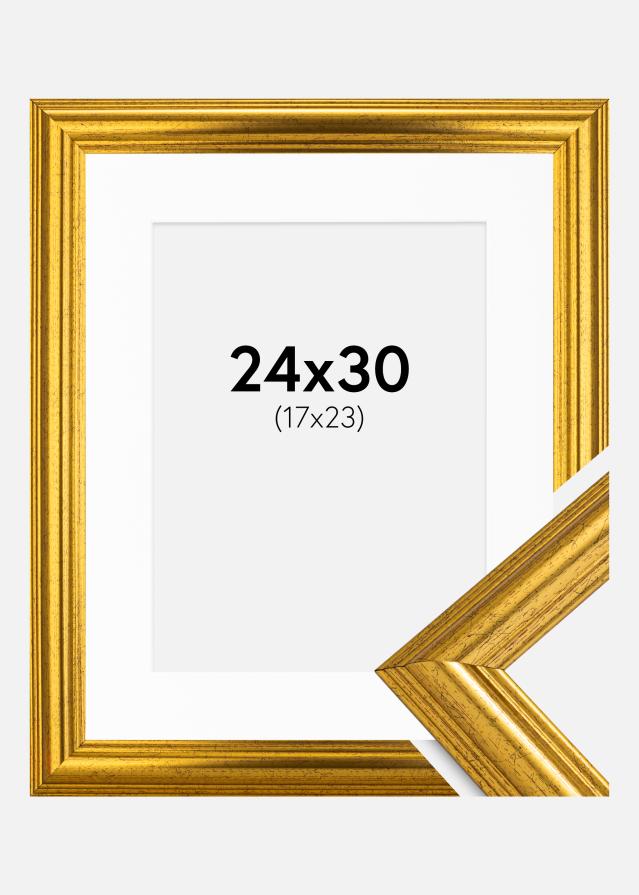 Raam Västkusten kuldne 24x30 cm - paspartuu valge 18x24 cm