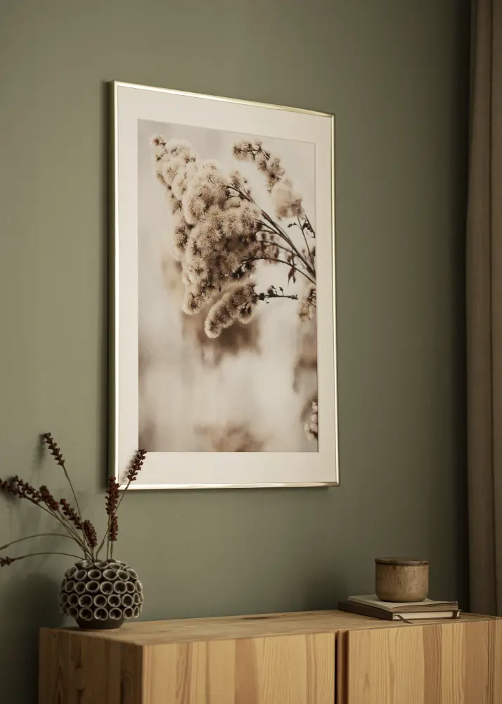 Raam alumiinium tuhm kuldne 40x50 cm - paspartuu valge 28x35 cm