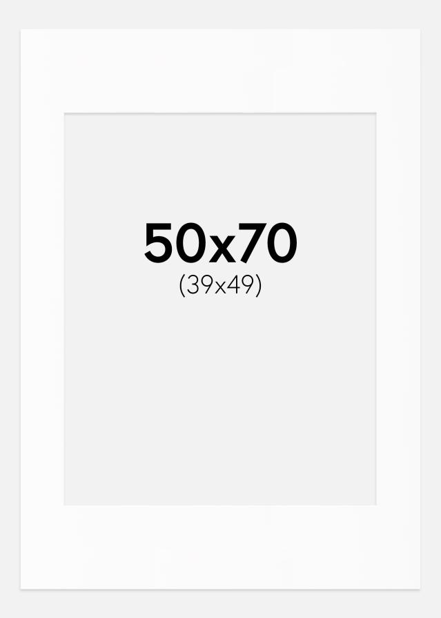 Paspartuu valge standard Valge äär 50x70 cm (39x49)