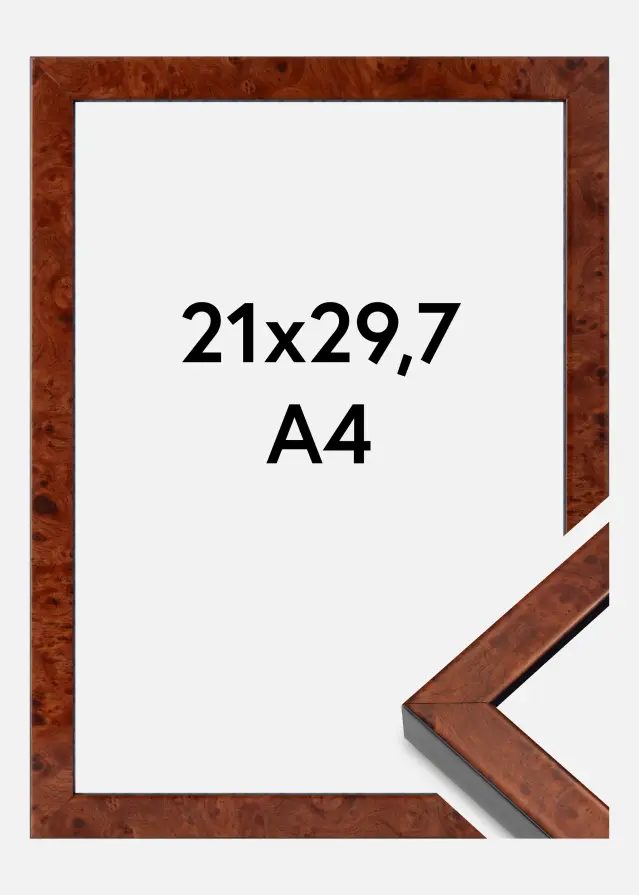 Raam Hermes Akruulklaas Burr Walnut 21x29,7 cm (A4)