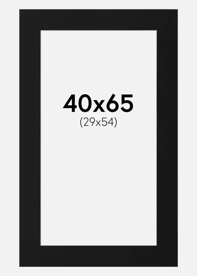 Paspartuu Must Standard (Valge Südamik) 40x65 cm (29x54)