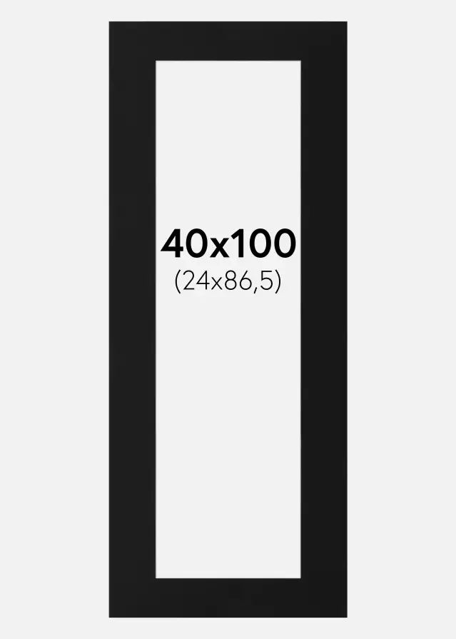 Paspartuu Must Standard (Valge Südamik) 40x100 cm (24x86,5)