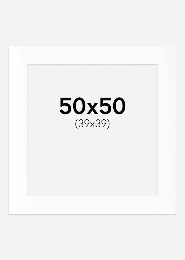 Paspartuu valge standard Valge äär 50x50 cm (39x39)