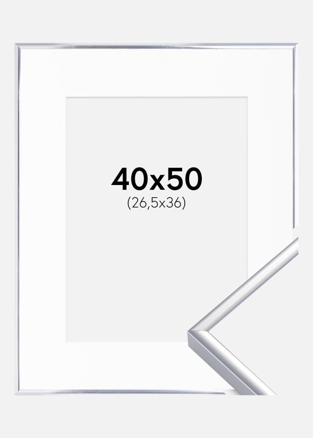 Raam alumiinium tuhm hobedane 40x50 cm - paspartuu valge 27,5x37 cm