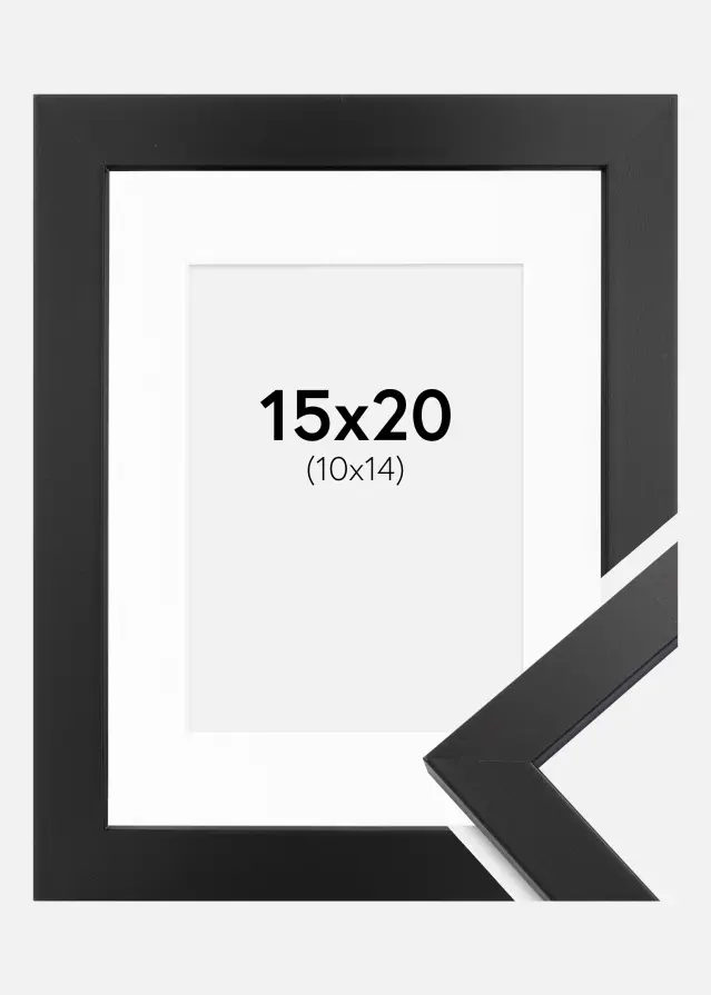 Raam Black Wood 15x20 cm - paspartuu valge 11x15 cm