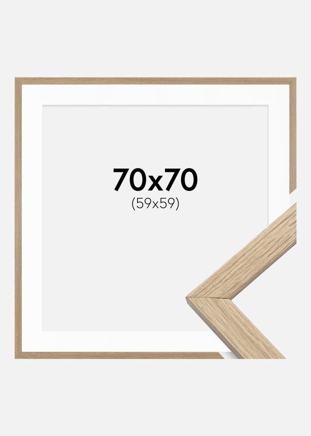 Raam stiilne tamm 70x70 cm - paspartuu valge 60x60 cm