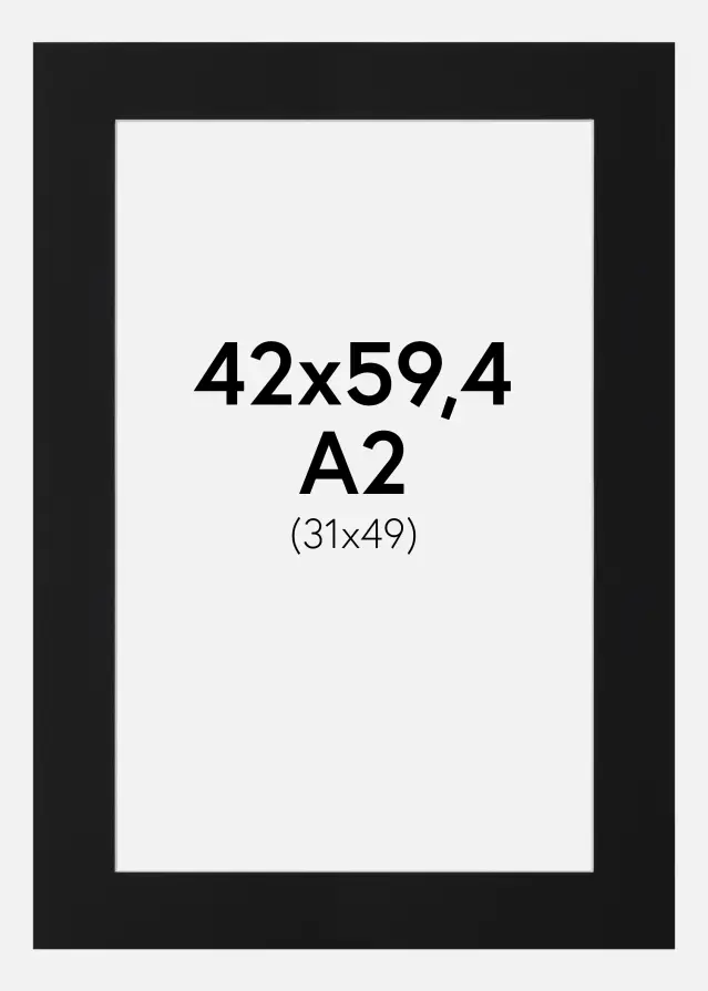 Paspartuu Must Standard (Valge Südamik) 42x59,4 cm (31x49)