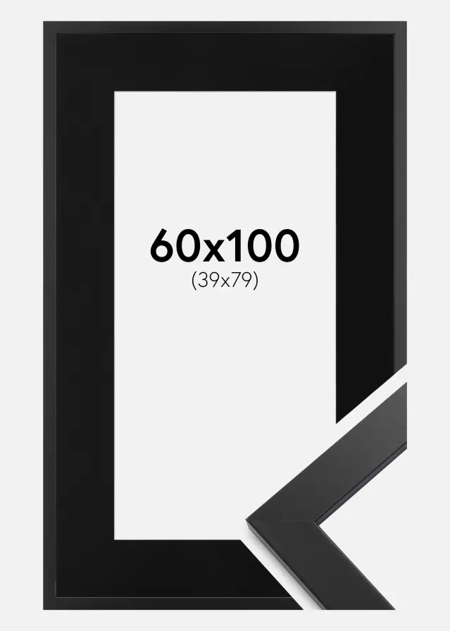 Raam Black Wood 60x100 cm - paspartuu muster 40x80 cm