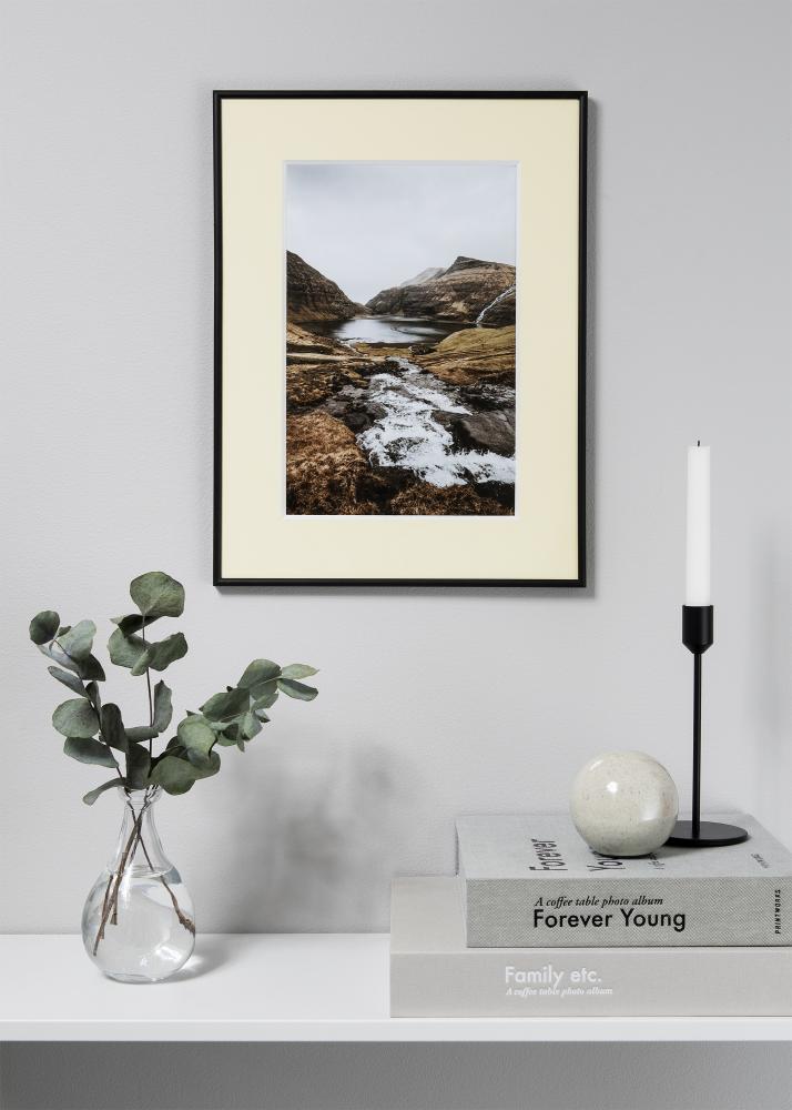 Paspartuu Creme 3 mm Valge äär 20x25 cm (14x19)