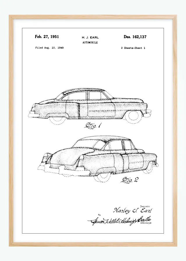 Patenteeritud joonistus - Cadillac sees Plakat