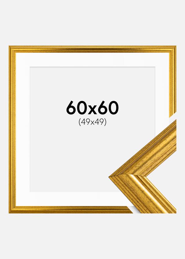 Raam Västkusten kuldne 60x60 cm - paspartuu valge 50x50 cm