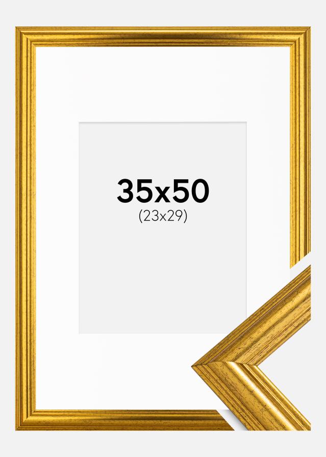 Raam Västkusten kuldne 35x50 cm - paspartuu valge 24x30 cm