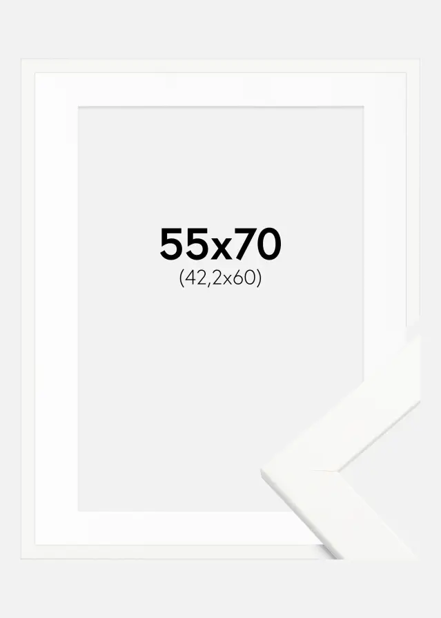 Raam Trendline valge 55x70 cm - paspartuu valge 43,2x61 cm (A2+)