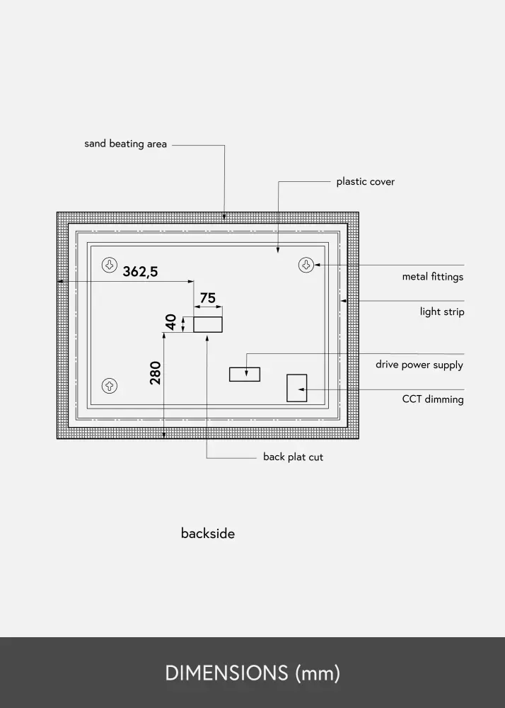 KAILA peegel Rectangle II LED 60x80 cm