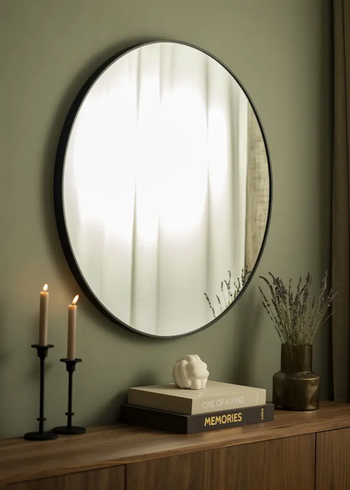 KAILA ummargune peegel Edge Black 90 cm Ø