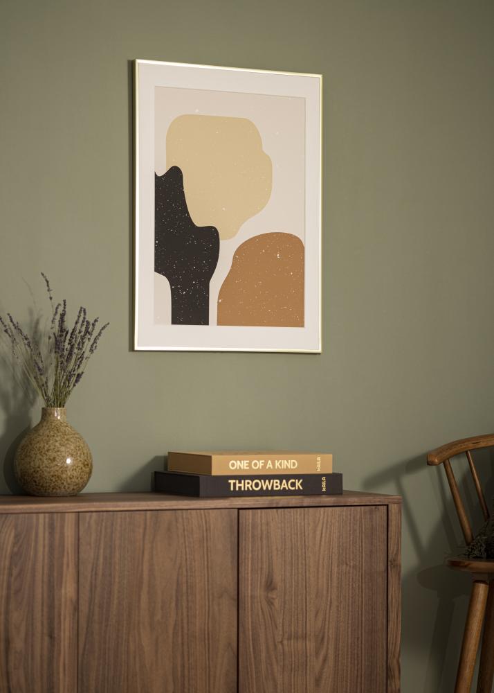Raam Plakat Frame Aluminum Gold 60x80 cm - paspartuu valge 50x70 cm