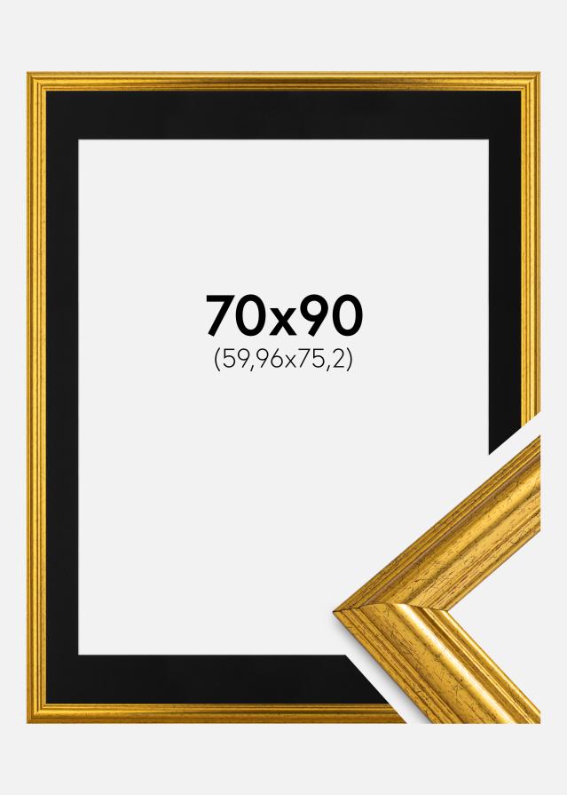 Raam Västkusten kuldne 70x90 cm - paspartuu muster 24x30 inches