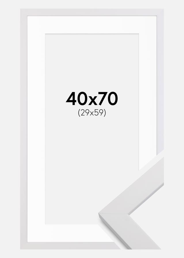 Raam White Wood 40x70 cm - paspartuu valge 30x60 cm