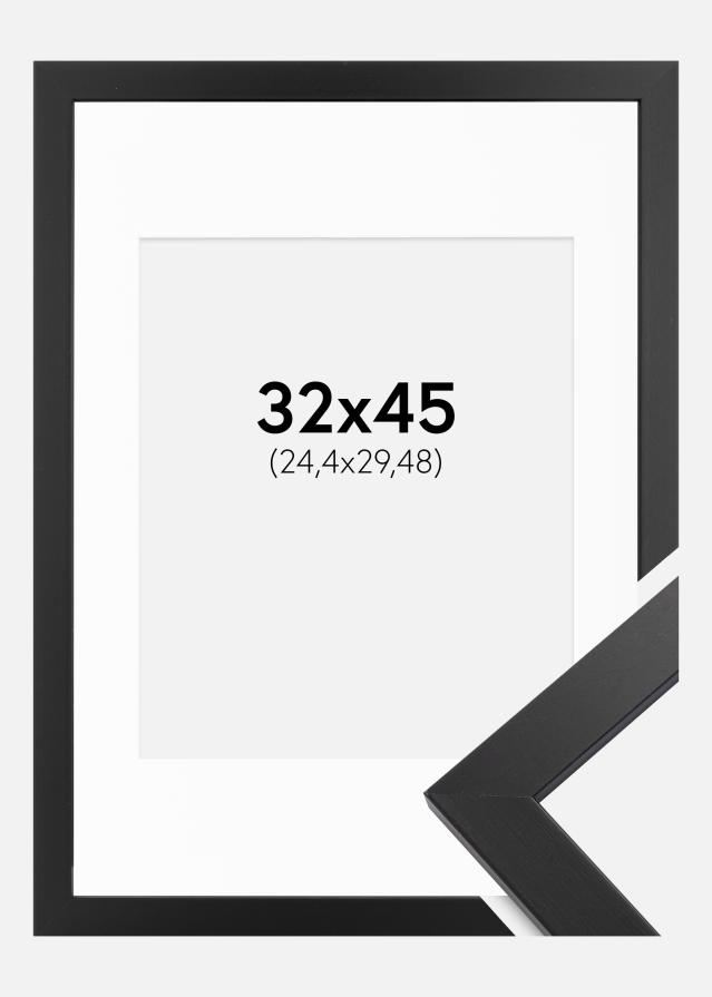Raam Black Wood 32x45 cm - paspartuu valge 10x12 inches