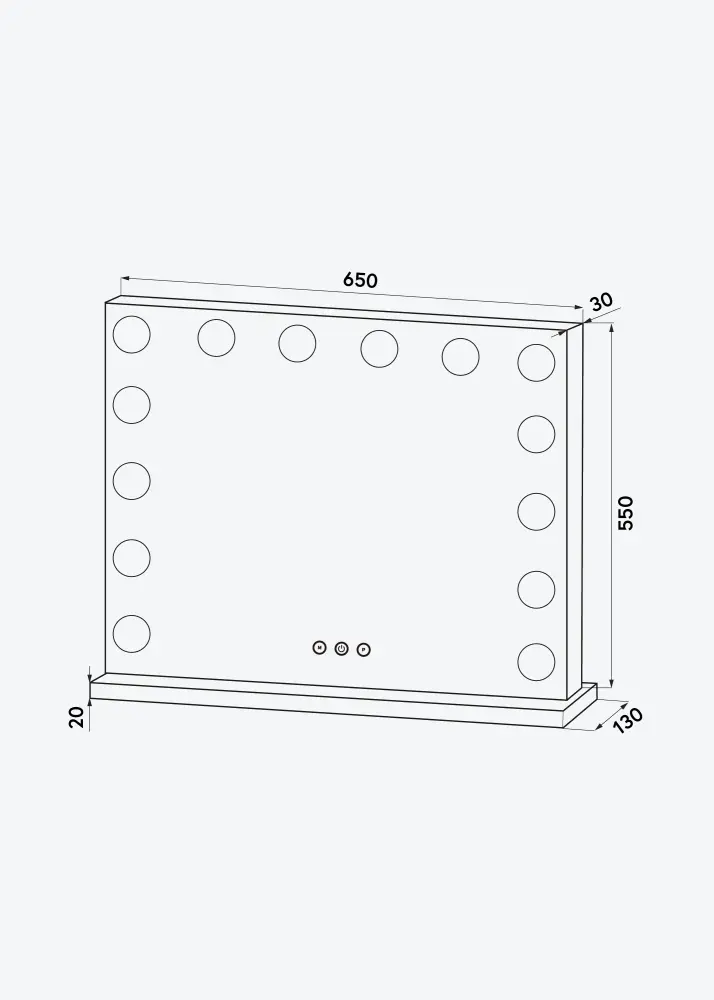 KAILA meikimispeegel Base LED 14 hobedane 65x56 cm
