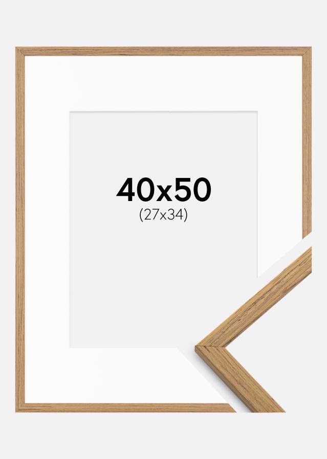 Raam Edsbyn tiigipuu 40x50 cm - paspartuu valge 28x35 cm